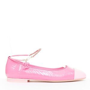 Chanel crinkled leather ankle chain CC charm flats